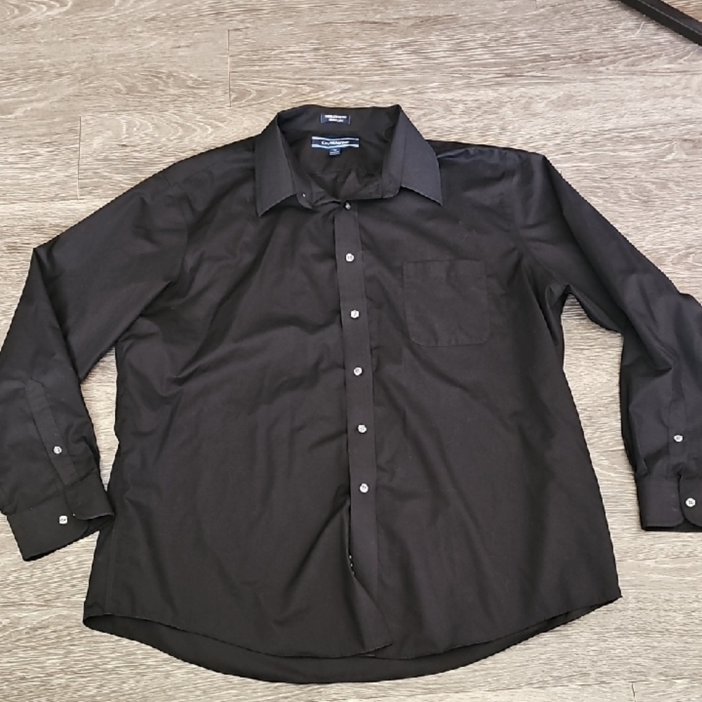 Croft&Barrow MENS Solid Black Long Sleeve Button Down Dress Shirt. 18 1/2 36